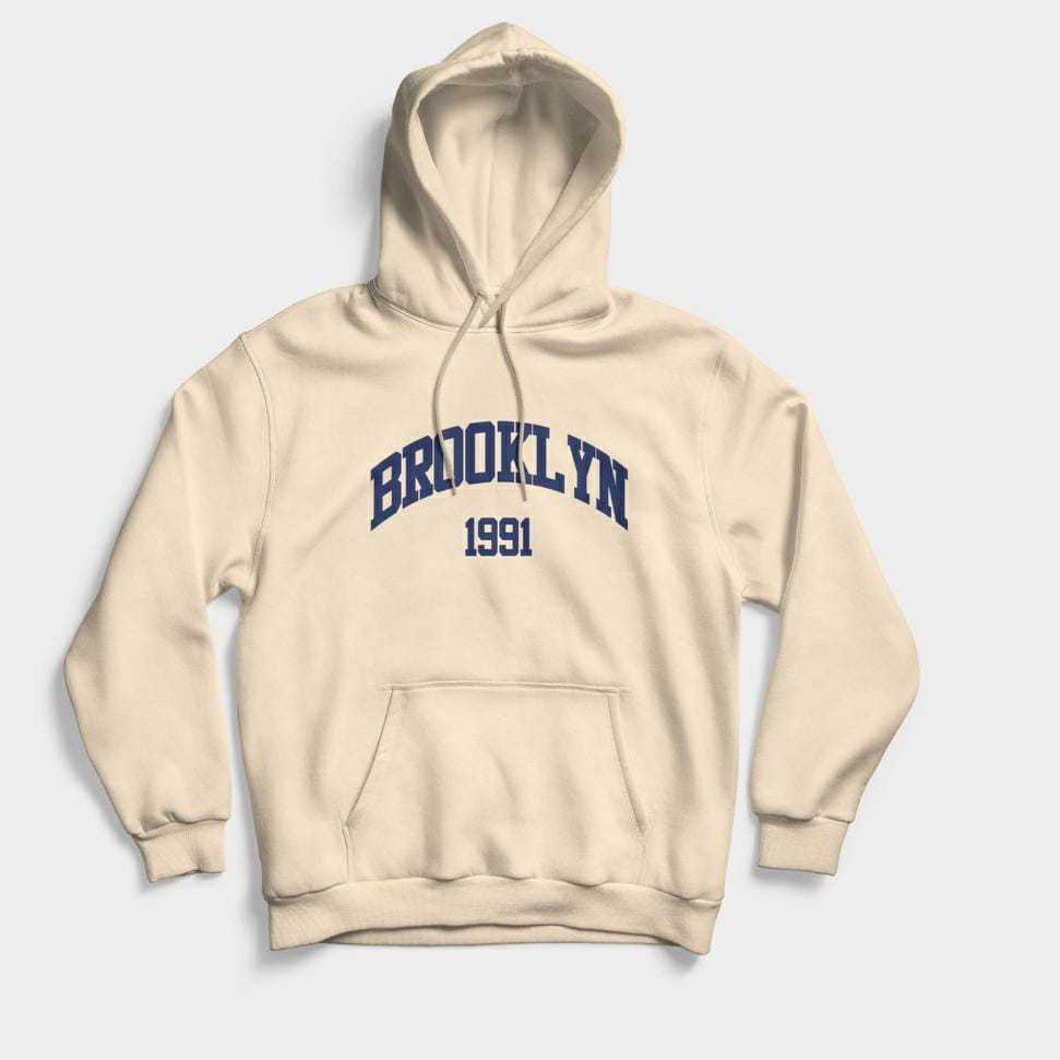 BROOKLYN 1991 SWEATER HOODIE PULLOVER PRIA &amp; WANITA UNISEX BAHAN FLEECE