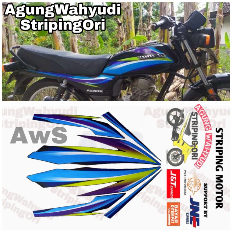 STRIPING MOTOR HONDA GL MAX NEOTECH 2004 2005 HITAM LES BIRU  04 05 LIS BODY POLET STIKER HITAM BIRU