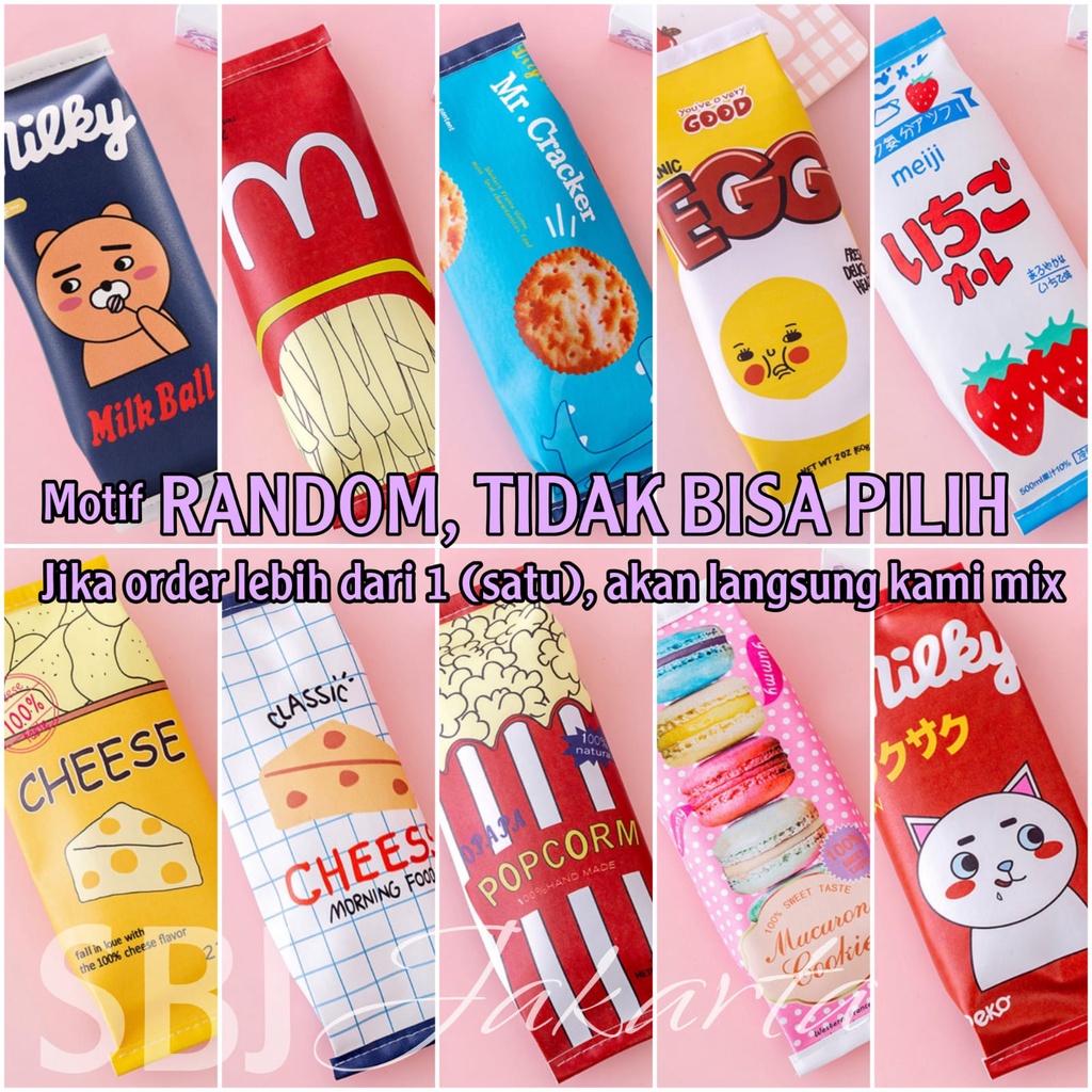 Tempat pensil snack makanan / kotak pensil snack untuk hadiah souvenir MOTIF RANDOM