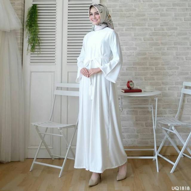 GAMIS SLEEVE WHITE FIT TO L GAMIS WANITA ORI DRESS MUSLIM REALPICT GAMIS TRENDY TERBARU GAMIS MODIS