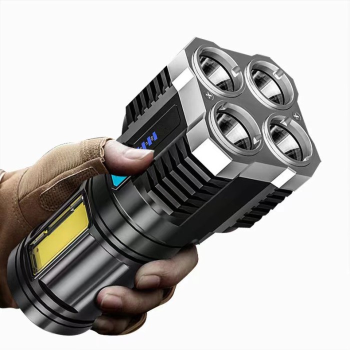 Senter LED 4 Mata Senter Led Rechargeable Senter Tangan Cas