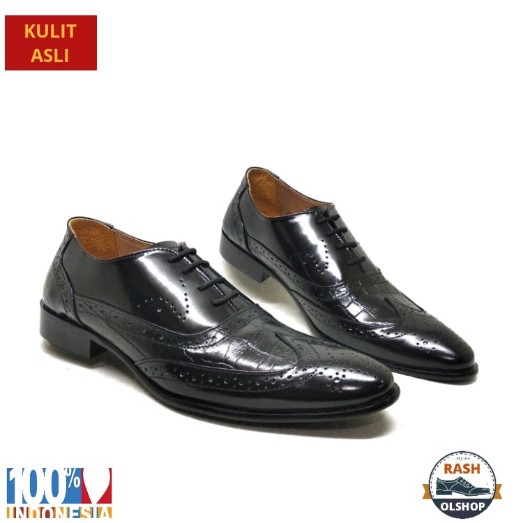 PREMIUM / Sepatu pantofel pria  model lancip orginal kulit asli model terbaru MDA FBR 001/oxford