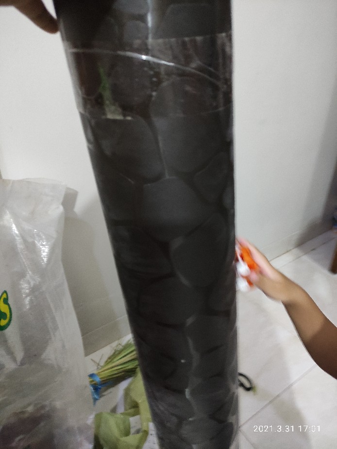 50mehtcd Fiber Pelapis Pagar Motif Batu Plat Penutup Tutup Plastik Piber Viber - Putih S50tnyt