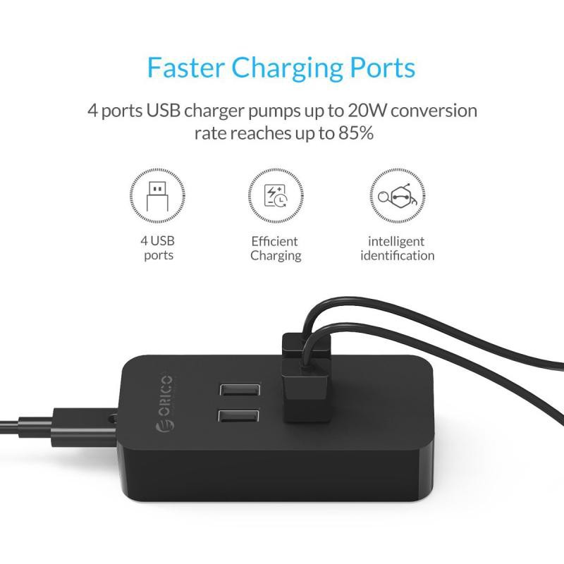 Travel wall Charger desktop orico 4 Usb-a port smart charging 20w 2.4a for android iphone tab dcv 4u