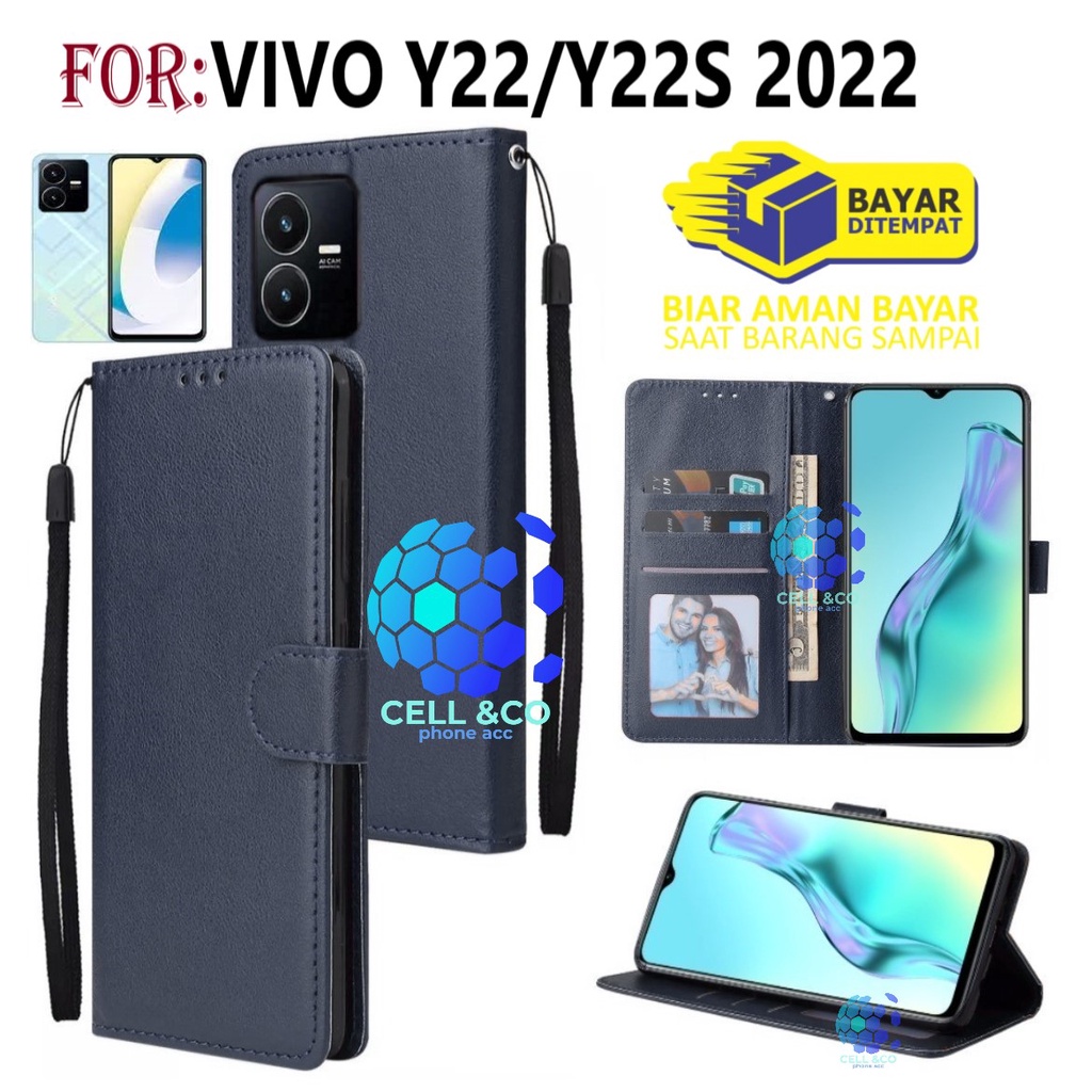 NEW VIVO Y22/Y22S 2022 CASE FLIP LEATHER WALLET PREMIUM FLIP CASE BUKA TUTUP KESING HP CASING FLIP CASE WALLET VIVO Y22 Y22S 2022