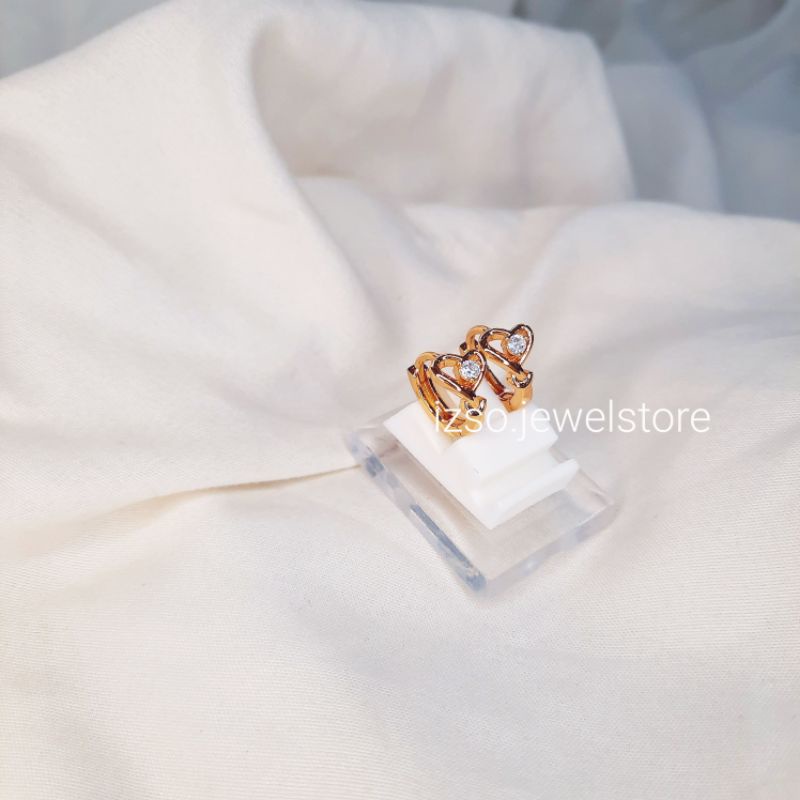 IZSO Anting Orchidia Anting Jepit Anti Karat Lapis Emas 18k Anting Hati Korean Acc