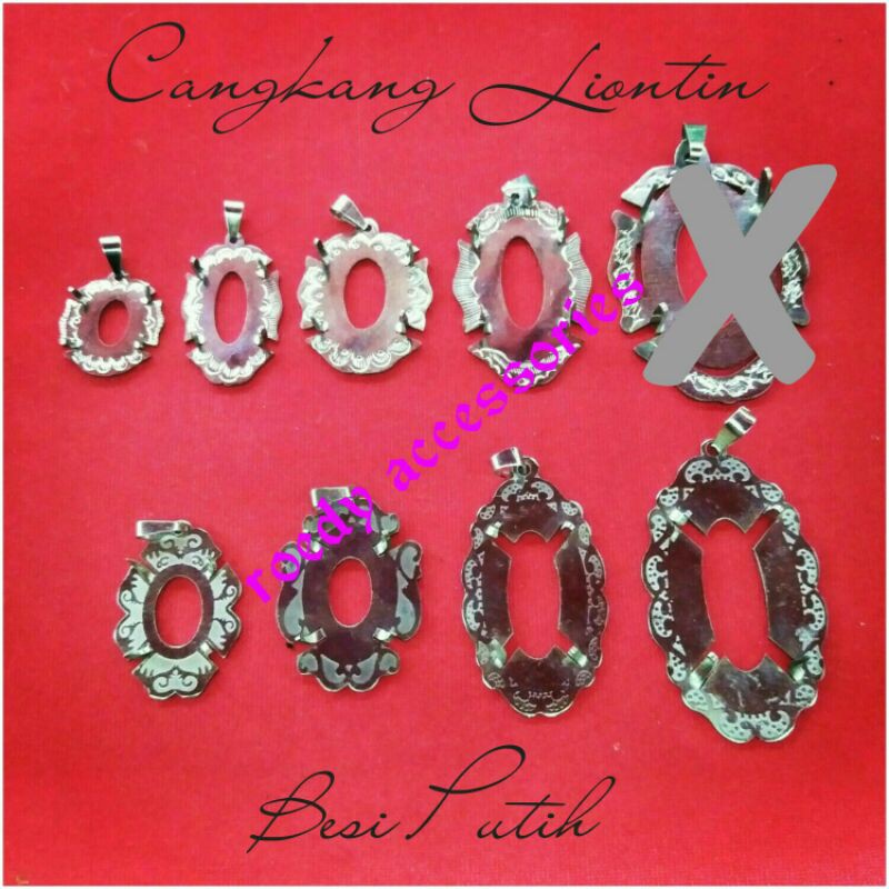 OBRAL cangkang/emban/rangka liontin besi putih (monel) 1 kodi/20 pcs