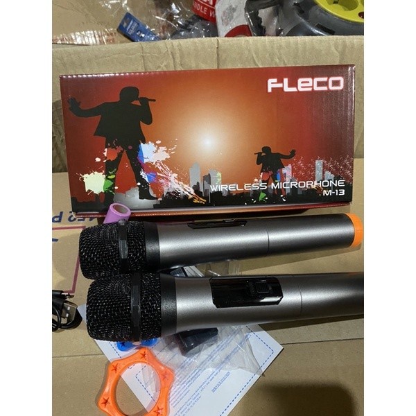 [Promo!!]Microphone Wireless Double Fleco M-13 LED / Paket 2 Microphone Wireless 100℅