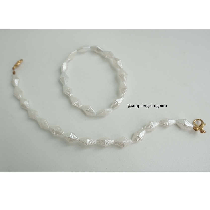 1 set STRAP MASK dan GELANG Mutiara Sintetis OVAL SEGI 4 ULIR pearl