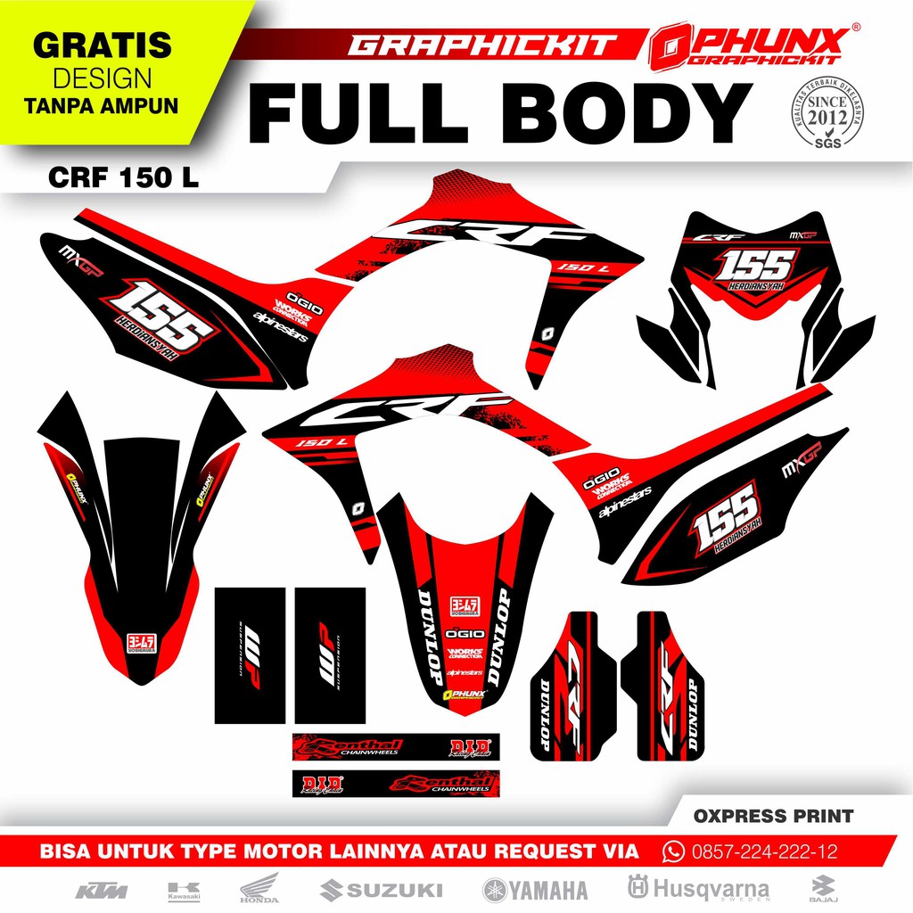 Sticker HONDA CRF 150 L Stiker Body Motor Custom No Motor Trail (11)