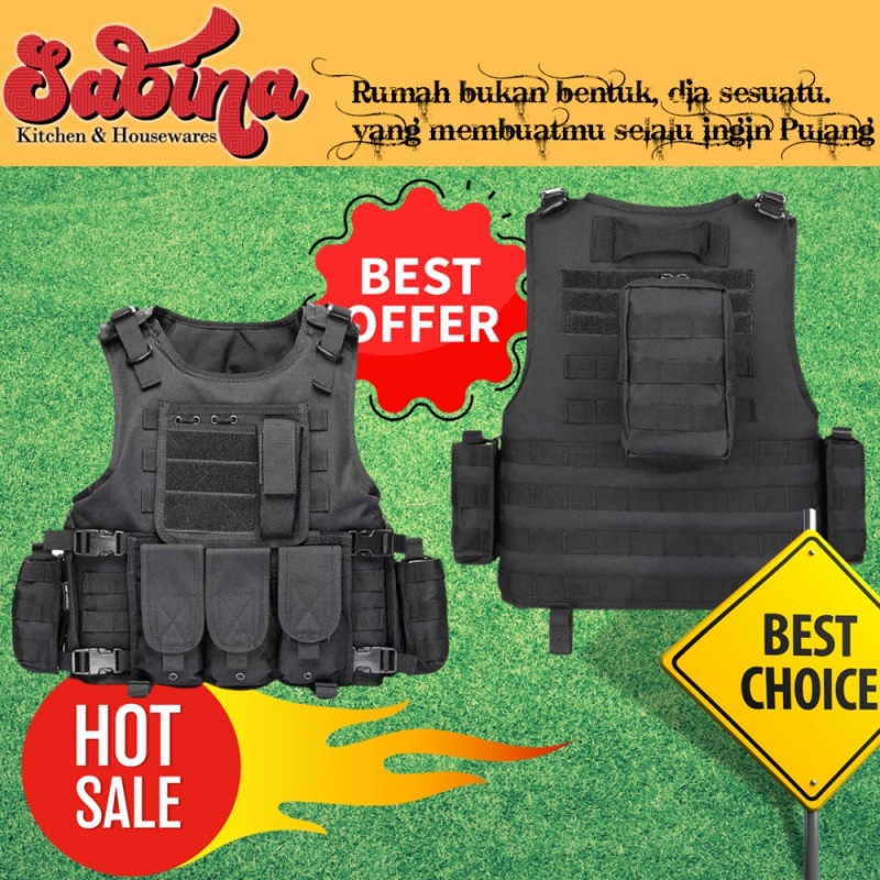 Rompi Pelindung Airsoft Outdoor Multi Slot Tactical Vest Combat Pocket