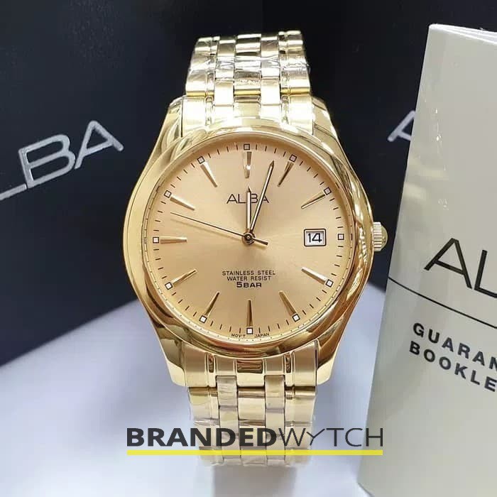 Jam Tangan Pria Alba AXHK84X1 GOLD Stainless Steel ORIGINAL/Jam Tangan Alba Pria AXHK84