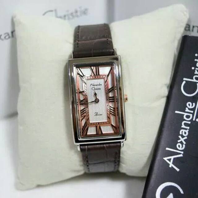JAM TANGAN WANITA ALEXANDRE CHRISTIE AC 2580 CEWEK KULIT SILVER WHITE ORIGINAL