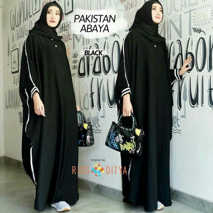Baju Muslim Gamis Wanita Kaftan Abaya Pakistan Hitam Murah