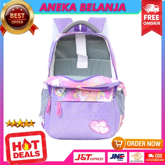 Tas Anak Sekolah Unicorn Ungu Import Bonus Raincover Ransel Anak Perempuan Motif Kuda Poni Pink Stylish Bahan Kuat Tebal Terlaris Tas Gendong Anak Cewek TK SD SMP Awet Murah Kekinian Backpack Anak Lucu Ngaji LES Terbaru Trendy Premium Berkualitas