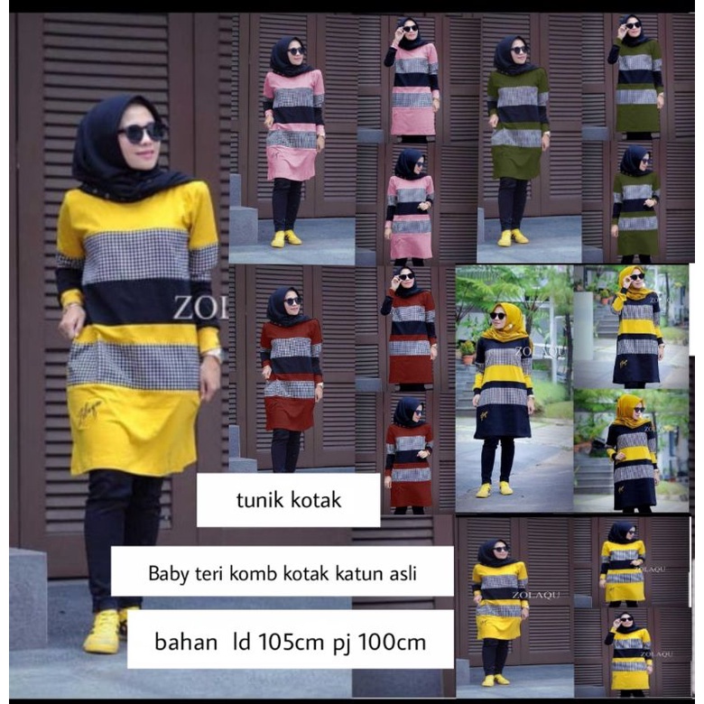 Tunik Kotak Zolaqu/Tunik Wanita Muslim/Atasan Wanita(GOOD QUALITY)