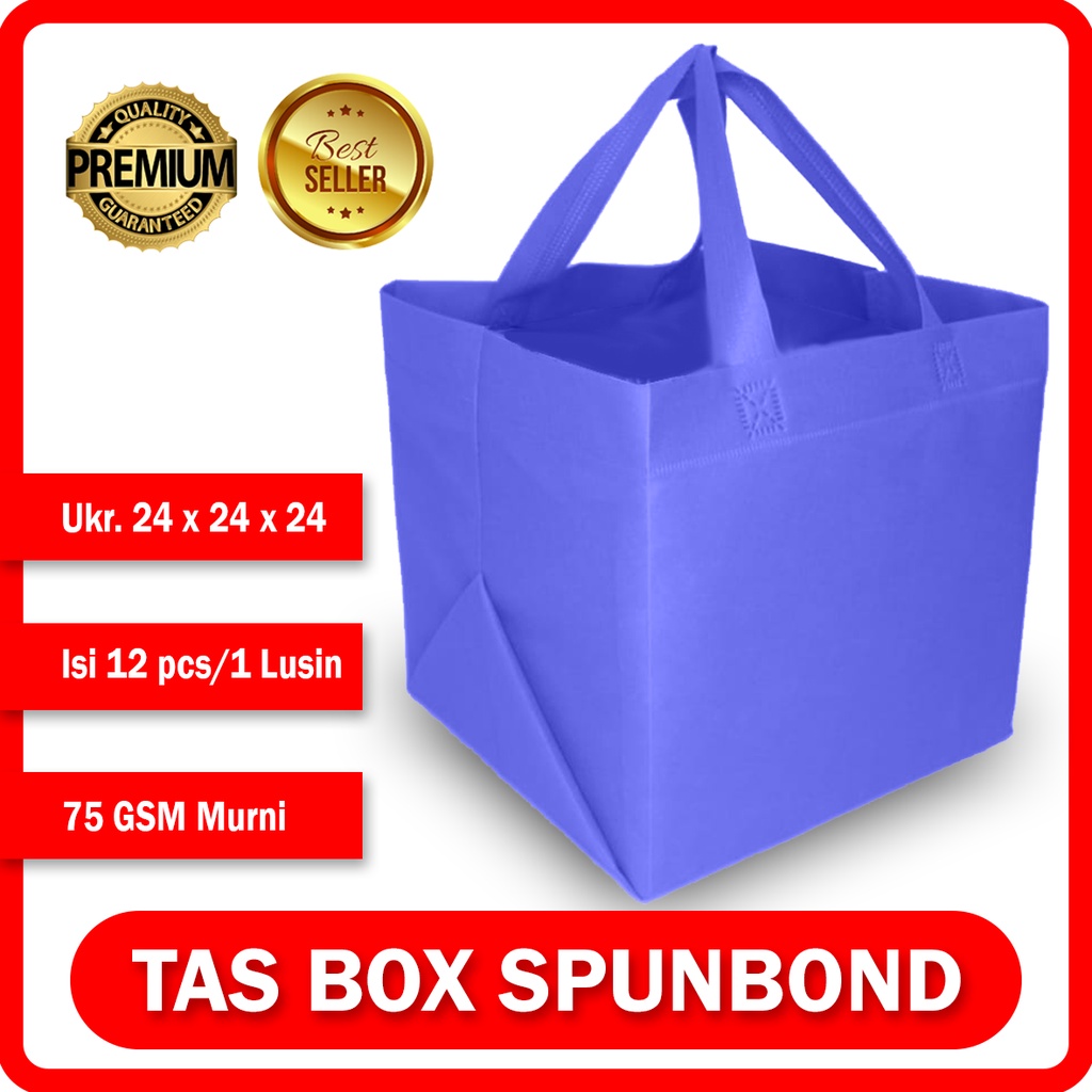 

Souvenir Tas Box Spunbond Handle - Biru BCA 24CM x 24CM