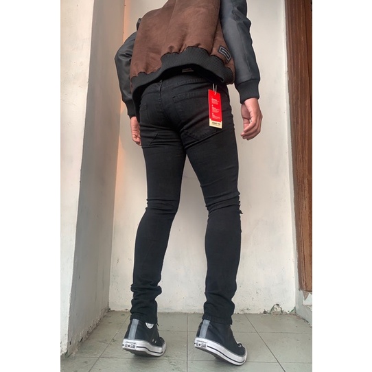 Celana Jeans Panjang Pria Sobek Dengkul Lutut Ripped Stret Murah 24-38 Origal Distro Korean Style