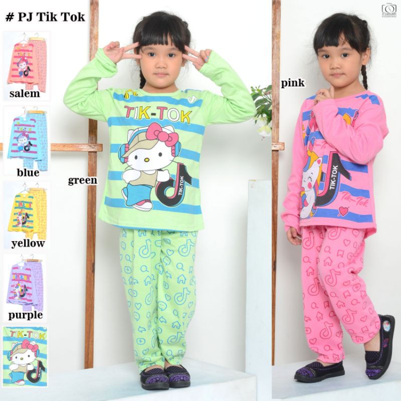 PJK - Setelan Panjang Anak Tiktok Poni Kitty Minnie / Baju Tidur Anak Cewe Tiktok / Baju Tidur Murah