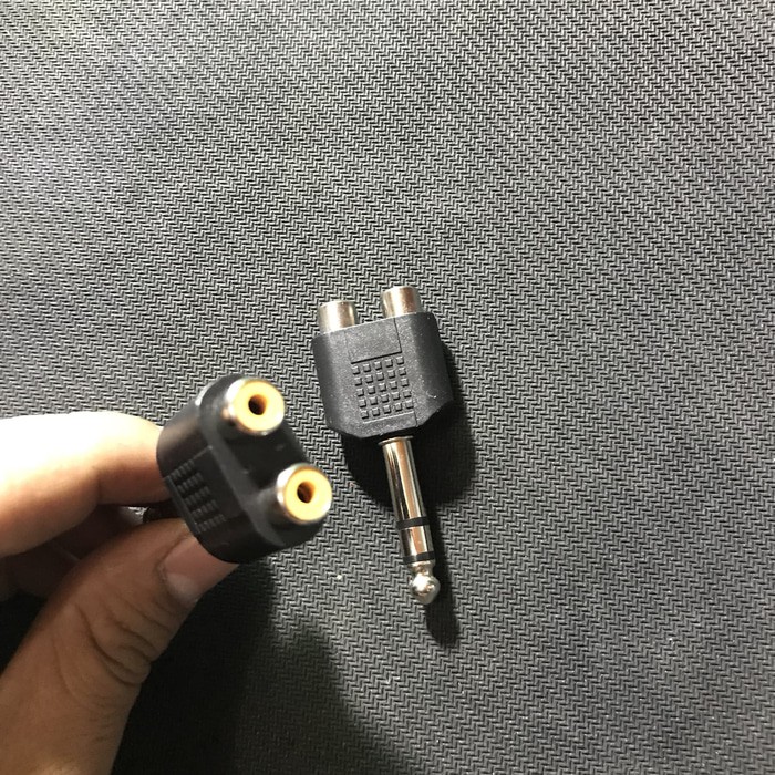 Jack Akai Mono To 2 Cover Jack Mic Konektor T cabang RCA female
