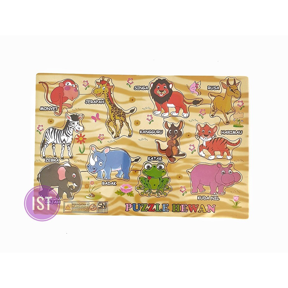 Puzzle Papan Kayu Hewan Indonesia