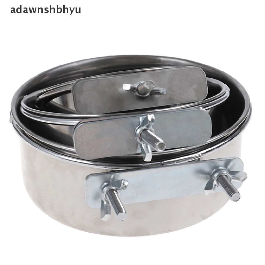 Adawnshbhyu Pet Hanging Bowl Stainless Steel Makan Anjing &amp; Kucing Makanan Air Burung Piring Kandang Mangkuk