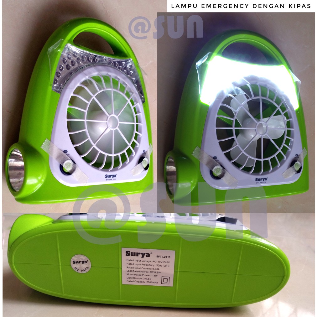 Surya Lampu Emergency Senter + Kipas Fan