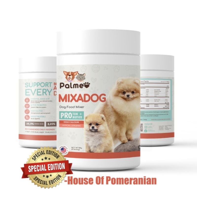 MIXADOG palmeo multivitamin anjing penambah napsu makan kalsium protein prebiotics untuk tulang kulit bulu indah