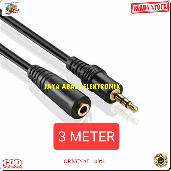 G475 ORIGINAL KABEL AUX 3.5 3,5 MM 5 METER EXTENSION JACK HP JEK AUDIO SUARA SOUND SISTEM SAMBUNGAN PANJANG MALE FEMALE G475   ORIGINAL Kabel Audio sambungan Extension 3.5 mm 3 meter cable sound system suara male female cewe cowo jack jek perpanjangan cab