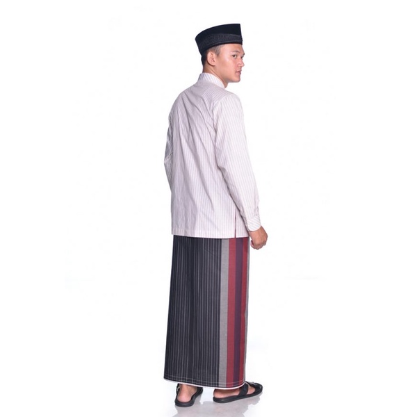Sarung ATLAS Premium 750 Tumpal Kembang Merah Abu