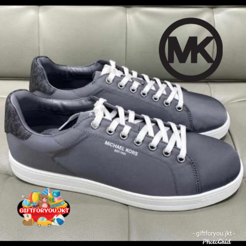 Sepatu Pria Michael Kors Man Sneaker Grey MK Men Cowok Premium Shoes Branded Collection Koleksi Gift