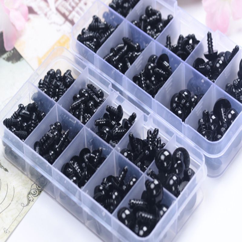 Mary 142Pcs Sekrup Belakang Bahan Plastik Hitam Untuk Mata Boneka Interaktif Bongkar Pasang DIY for Do