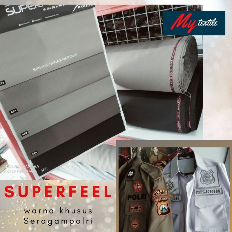kain superfeel 1 stel bahan seragam polisi polri satpam pdl pdh