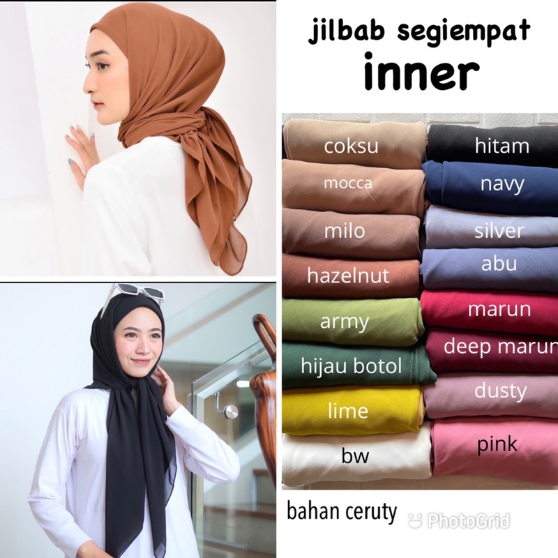 jilbab segiempat iner || jilbab segiempat inner || hijab segiempat iner
