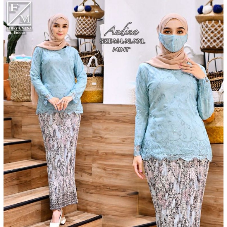 SET BLOUSE ANDINA / KEBAYA BRUKAT / KEBAYA MODERN / OUTFIT BAJU PESTA KEKINIAN / FM