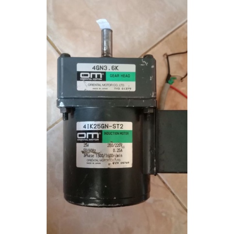 Otiental Gearbox Motor Ac 220V 25W Ratio 1 : 3.6 444Rpm