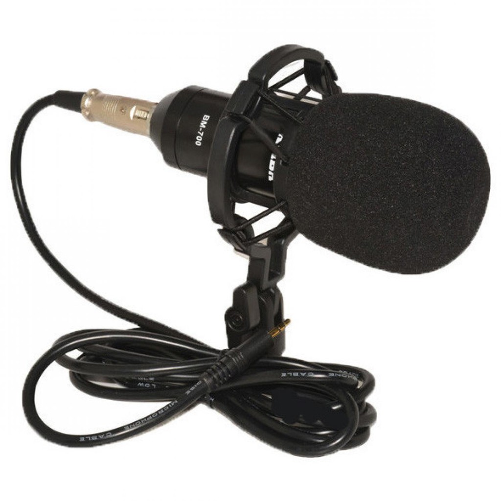 TaffSTUDIO Mikrofon Kondenser Studio dengan Shock Proof Mount - BM-700 [Hitam]