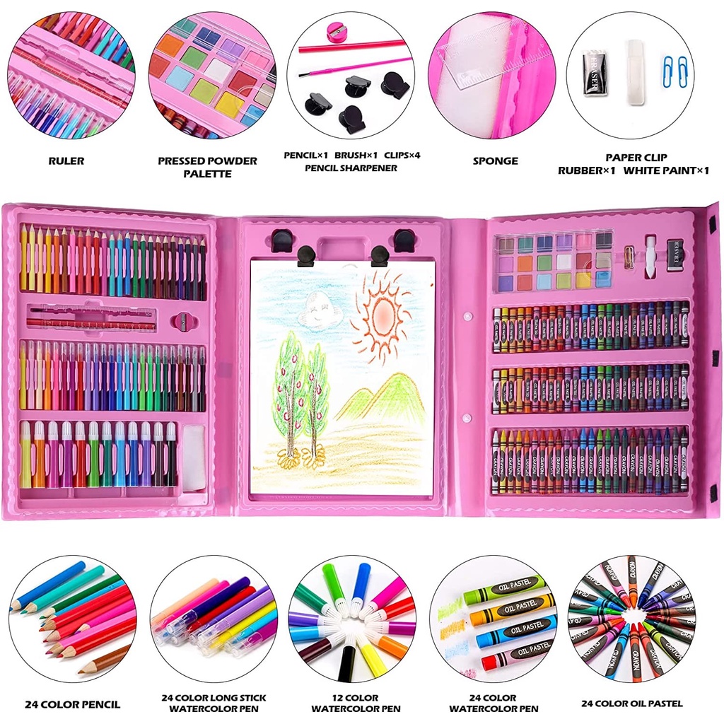 Painting Set Crayon Anak 208Pcs Pensil Warna Alat Lukis Mewarnai Gift