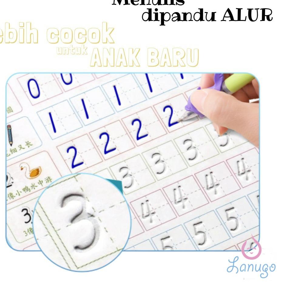 

rulu Buku Belajar Menulis Huruf Dan Angka + Free Pen & Refill PAUD Anak TK / Preschool Nursery Activity Book / Workbook | Buku Belajar PAUD Pintar Menulis Ajaib / Buku Pintar Belajar Menulis Membaca Latihan PAUD Preschool Buku Mewarnai Magic Book / Pen Aj