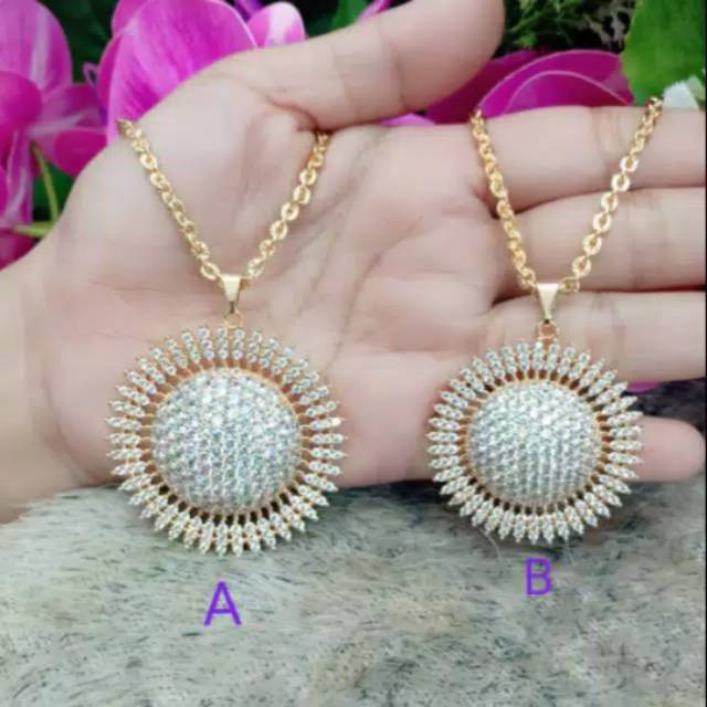 Xuping-Kalung-Set perhiasan wanita-liontin matahari A-B /silver gold