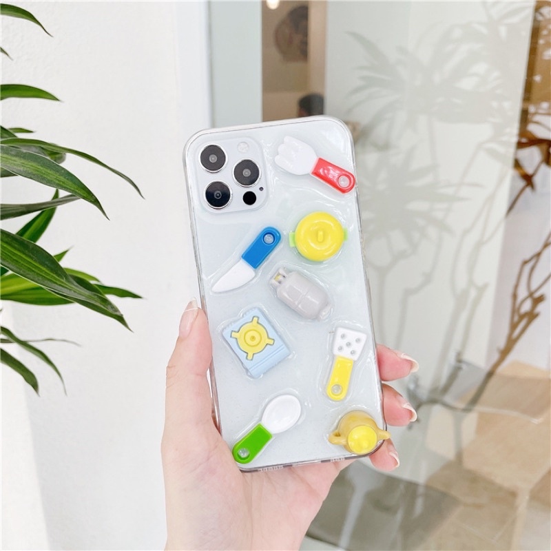 Cute 3D Kitchen Set Case iPhone Oppo Vivo Xiaomi Samsung Huawei Realme M32 M62 A22 M22 Flip 2 3 Fold Y21 Y33s Y53s F1 F5 F11 F9 A1k V15 v11 v17 v19 v20 v21 pro X50 x60 Redmi note 3 4 5 6 7 8 9 10