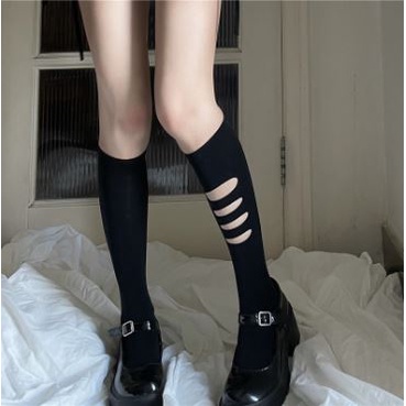 ST-18 Stoking Polos Kaos Kaki Robek 3 Garis Lolita Cosplay Maid Lucu