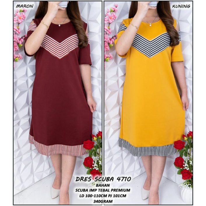 dress scuba wanita /dress gereja