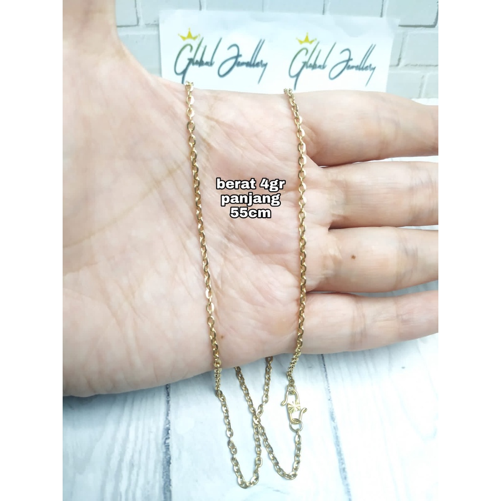 KALUNG RANTAI PANJANG 55 CM LAPIS EMAS PERAK ASLI S925 GLOBAL JEWELLERY CM004