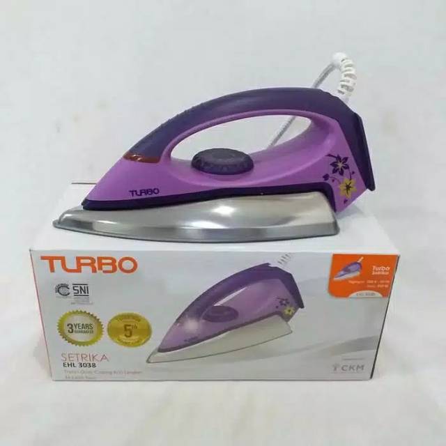 Setrika TURBO EHL 3038 - Gosokan Baju - Dry Iron - Creamic Coating