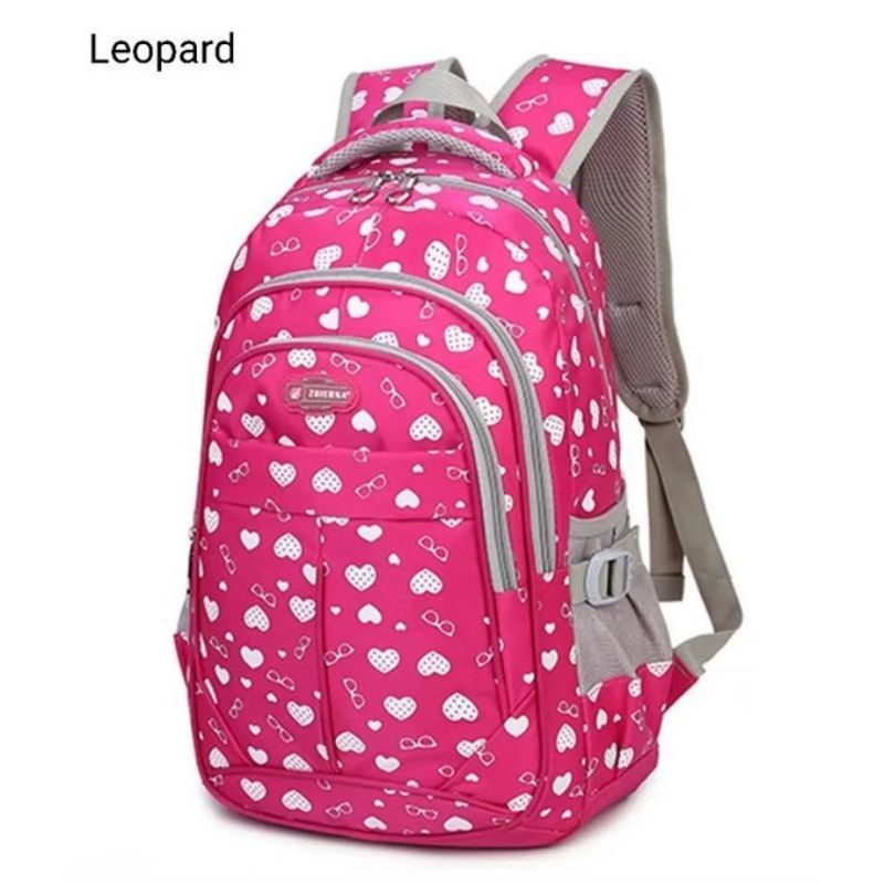 tas ransel sekolah motif love tas gendong karakter love-Pink