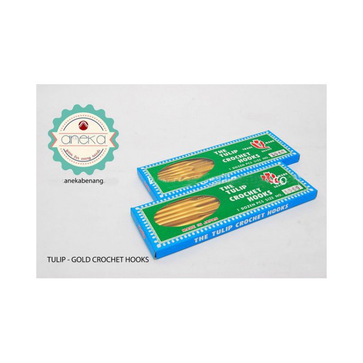 PCS - Hakpen (Alat/Jarum Rajut) Tulip Gold / Double Pointed Crochet Hooks Alumunium