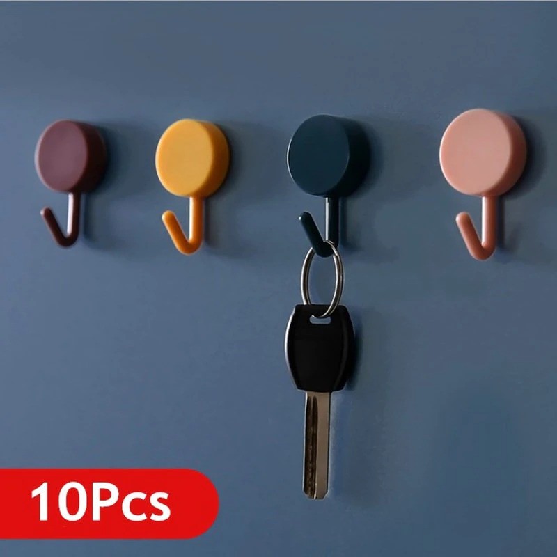 Gantungan Kunci Hook Wall Hanger Adhesive 10PCS - GT10A - Black White / Gantungan Dapur