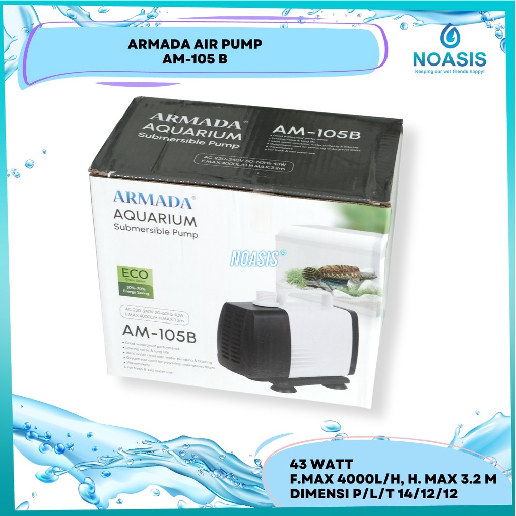 POMPA AQUARIUM CELUP WATER PUMP ARMADA AM 105 B AM-105B LOW WATT NOASIS