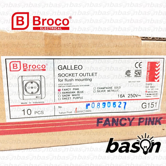 BROCO Galleo Pink / Merah Muda G151 | Socket Outlet - Stop Kontak